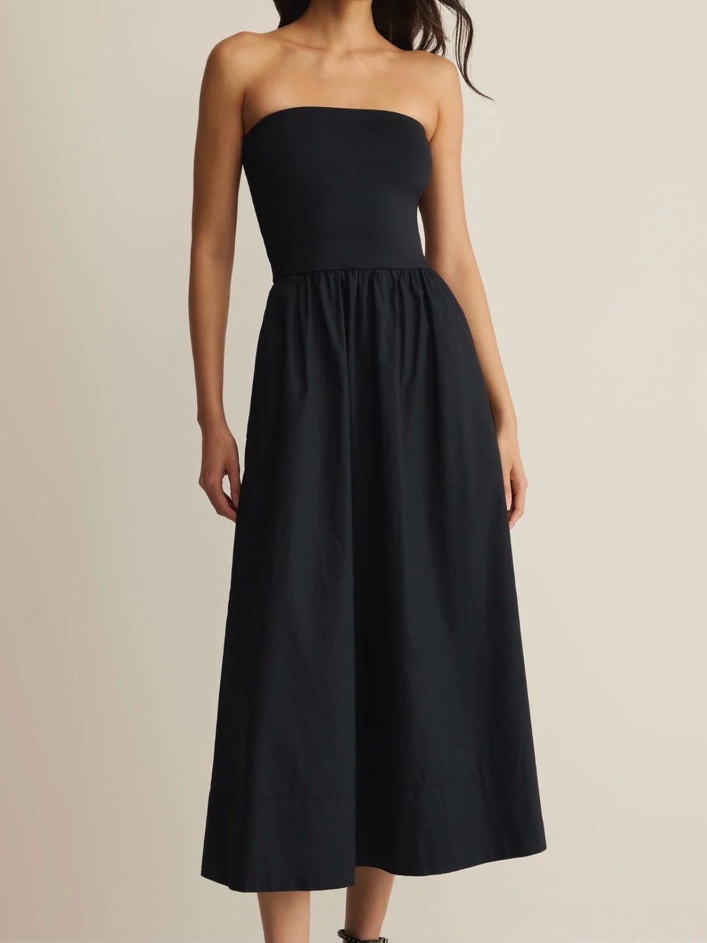 Z Supply Strapless Black Midi Dress